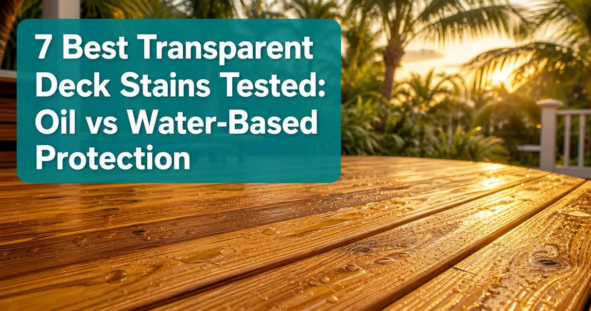 Florida backyard deck with transparent wood stain finish showing natural grain at golden hour